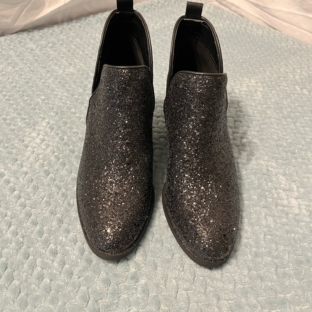 Glittery Black Ankle Booties